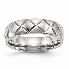 Sophia Jewelers Stainless Steel Polished Wedding Band with Modern Diamond Cut - 6 - 6