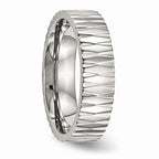 Polished & Textured Wedding Band in Stainless Steel, 6mm
