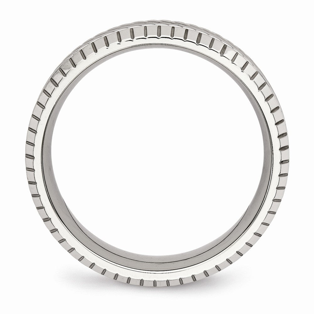 Sophia Jewelers Stainless Steel Polished Wedding Band with Grooved Texture - 7 - 7