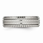 Grooved Wedding Band in Stainless Steel, 7mm