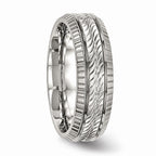 Grooved Wedding Band in Stainless Steel, 7mm