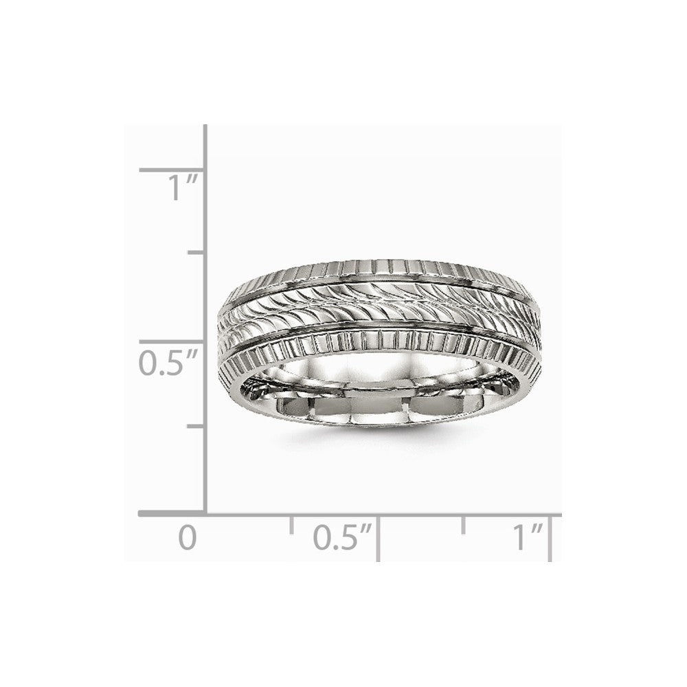 Stainless Steel Polished Grooved and Textured Ring