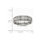 Stainless Steel Polished Grooved and Textured Ring