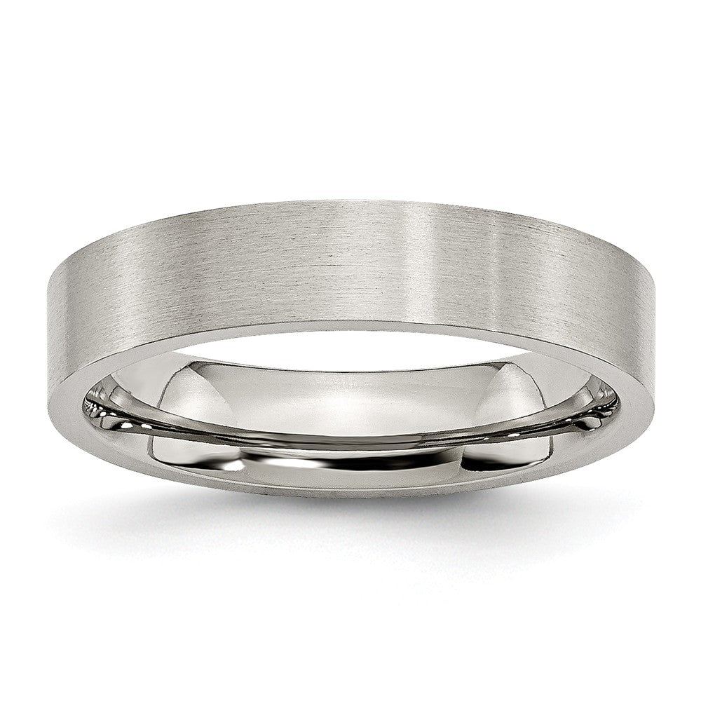 Brushed Flat Wedding Band in Stainless Steel, 5mm