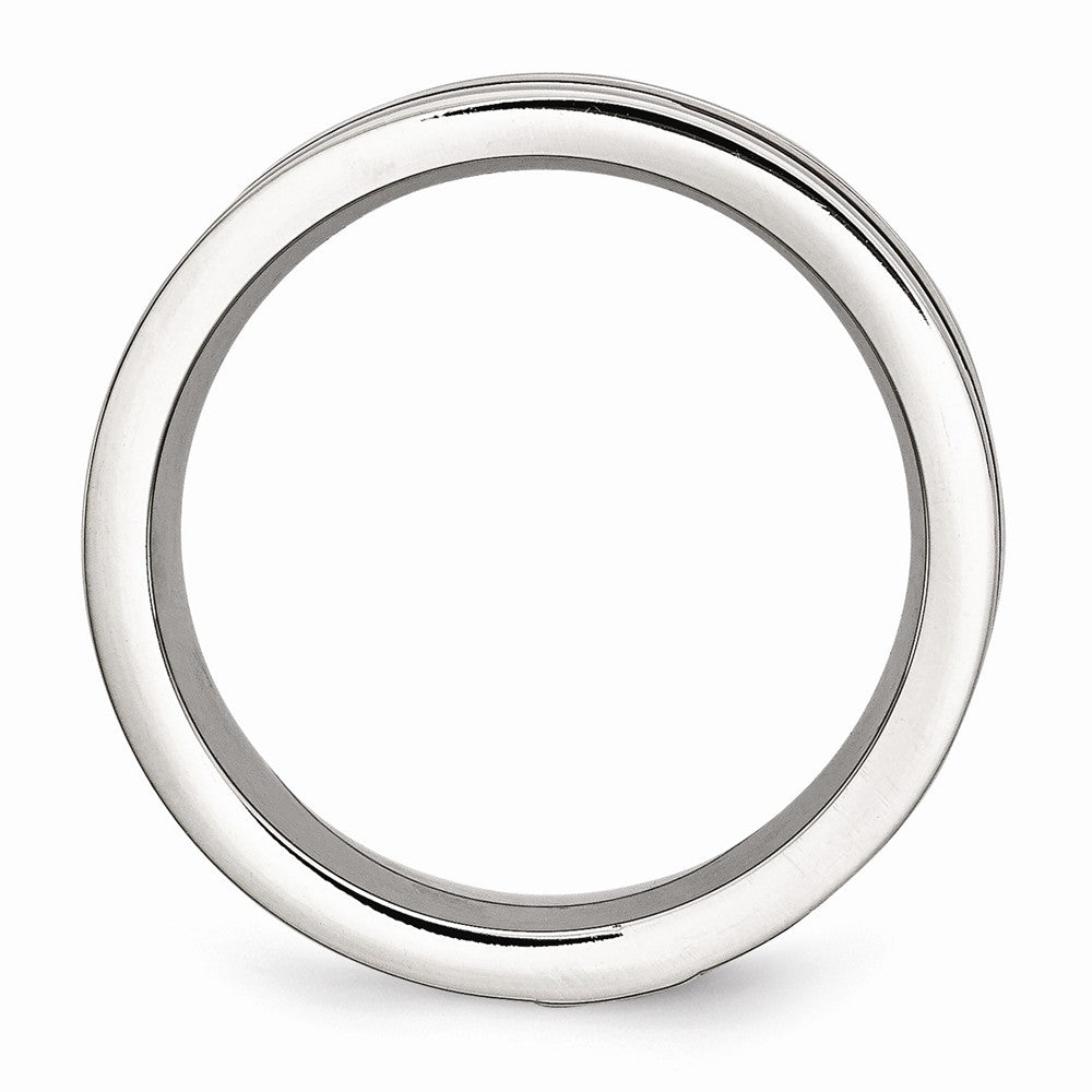 Stainless Steel Brown IP-Plated Wedding Band with Diamonds, Engravable & Polished Finish Secondary image