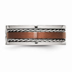 Stainless Steel Brown IP-Plated Wedding Band with Diamonds, Engravable & Polished Finish