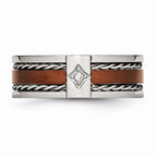 Stainless Steel Brown IP-Plated Wedding Band with Diamonds, Engravable & Polished Finish