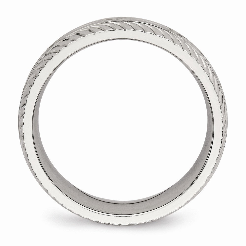 Sophia Jewelers Polished Stainless Steel Wedding Band Elegant 7mm Diamond Cut - 7 - 7