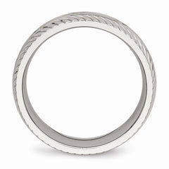 Sophia Jewelers Polished Stainless Steel Wedding Band Elegant 7mm Diamond Cut - 7 - 7