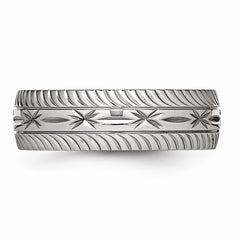 Sophia Jewelers Polished Stainless Steel Wedding Band Elegant 7mm Diamond Cut - 7 - 7