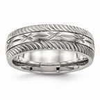Diamond-Cut Wedding Band in Stainless Steel, 7mm