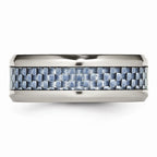 Carbon Fiber Inlay Wedding Band in Stainless Steel, 8mm