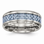 Carbon Fiber Inlay Wedding Band in Stainless Steel, 8mm