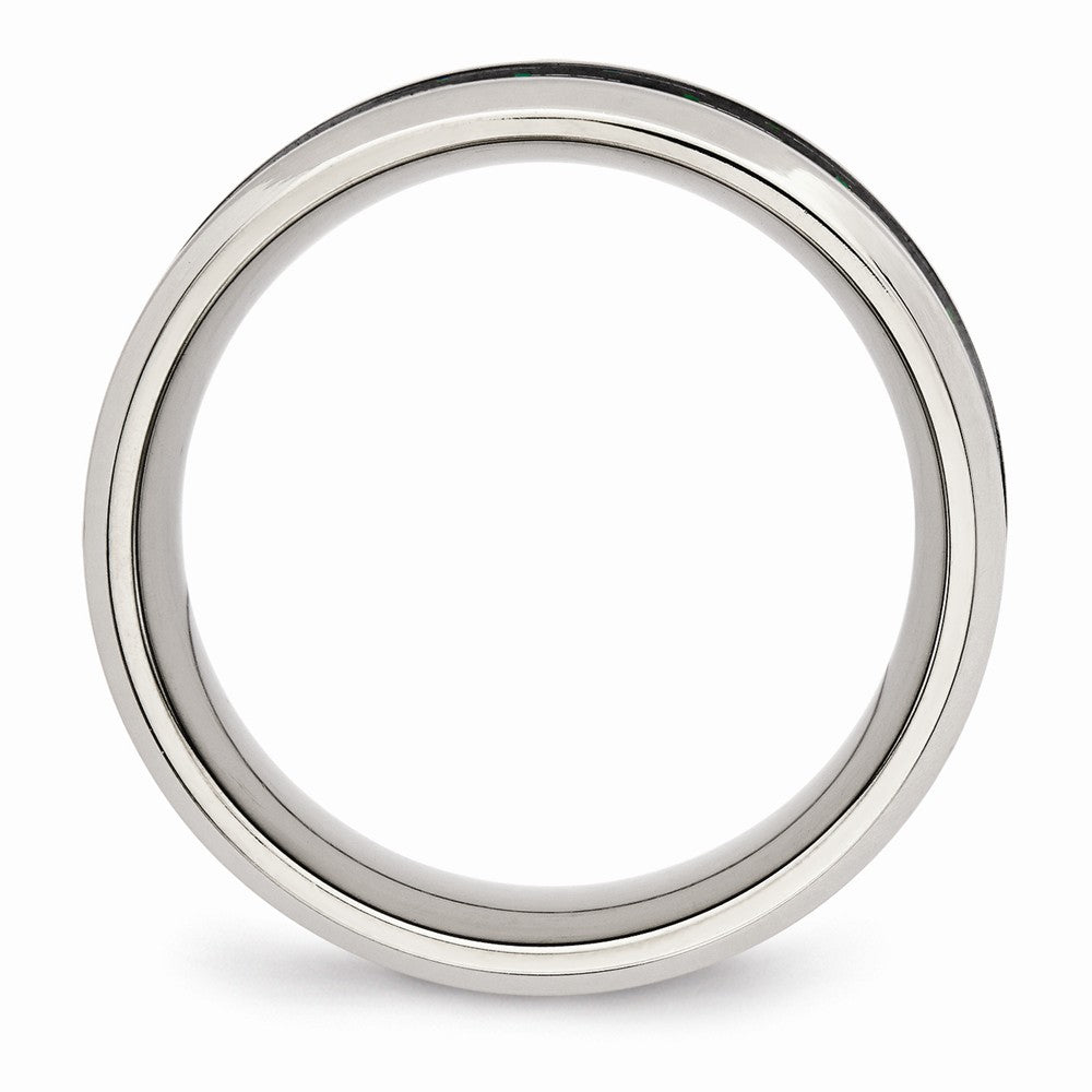 Carbon Fiber Inlay Wedding Band in Stainless Steel, 8mm