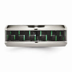 Carbon Fiber Inlay Wedding Band in Stainless Steel, 8mm