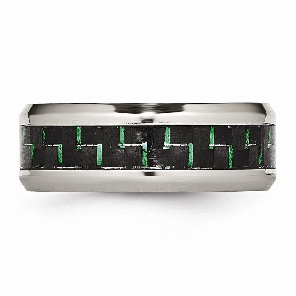 Carbon Fiber Inlay Wedding Band in Stainless Steel, 8mm