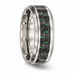 Carbon Fiber Inlay Wedding Band in Stainless Steel, 8mm