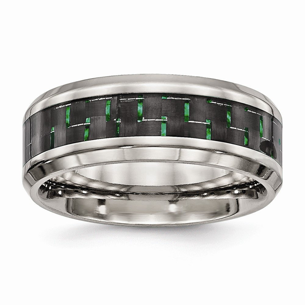 Carbon Fiber Inlay Wedding Band in Stainless Steel, 8mm Main image