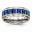 Sophia Jewelers Stainless Steel Wedding Band with Blue Carbon Fiber Inlay