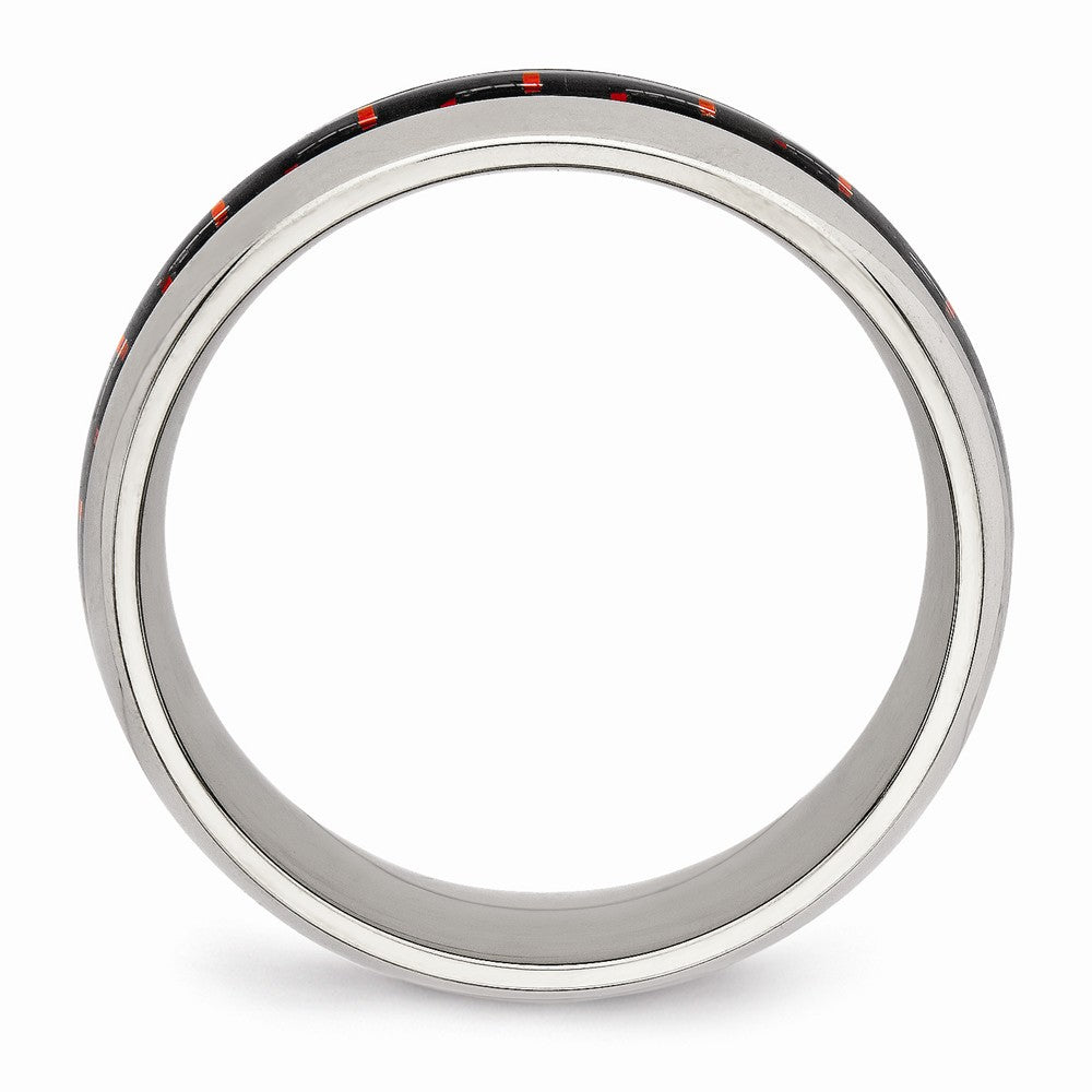 Carbon Fiber Inlay Wedding Band in Stainless Steel, 8mm Secondary image