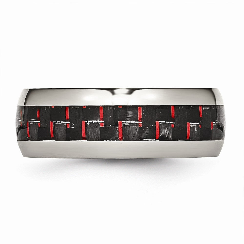 Carbon Fiber Inlay Wedding Band in Stainless Steel, 8mm