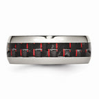 Carbon Fiber Inlay Wedding Band in Stainless Steel, 8mm