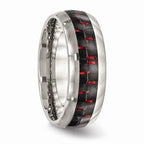 Carbon Fiber Inlay Wedding Band in Stainless Steel, 8mm