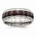 Carbon Fiber Inlay Wedding Band in Stainless Steel, 8mm