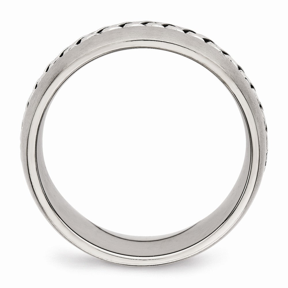 Sophia Jewelers 8mm Stainless Steel Wedding Band with Brushed and Polished Finish