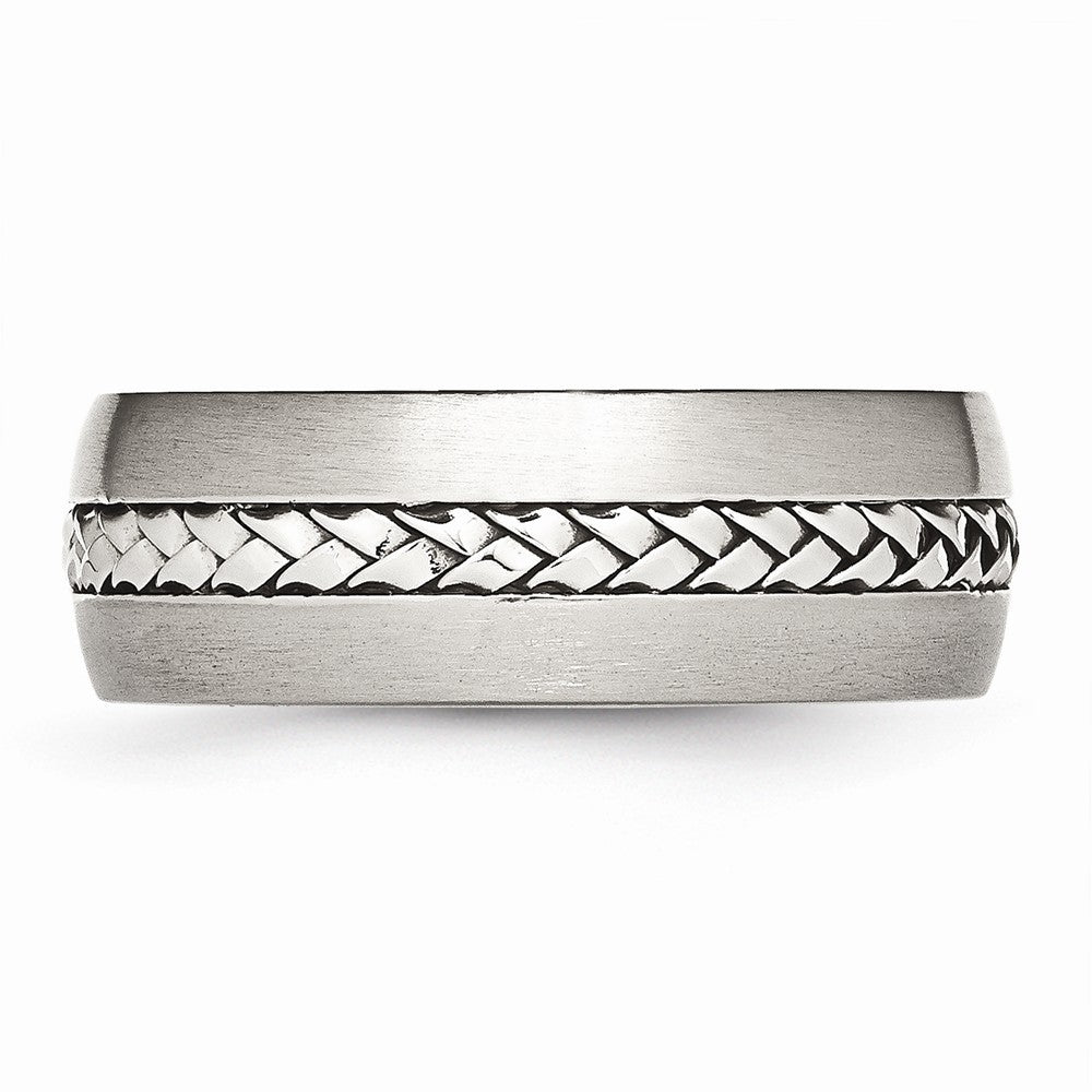 Braided Wedding Band in Stainless Steel, 8mm