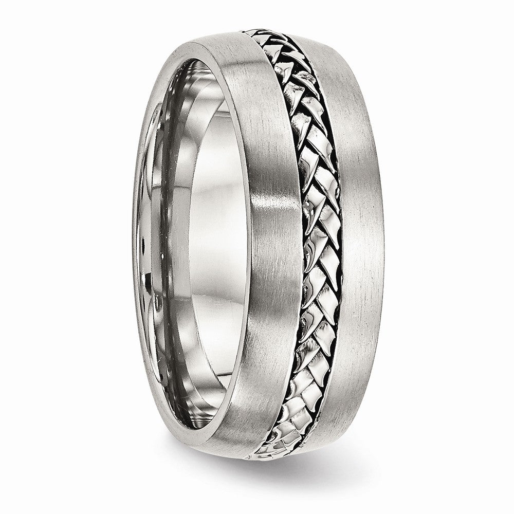 Braided Wedding Band in Stainless Steel, 8mm