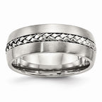 Braided Wedding Band in Stainless Steel, 8mm