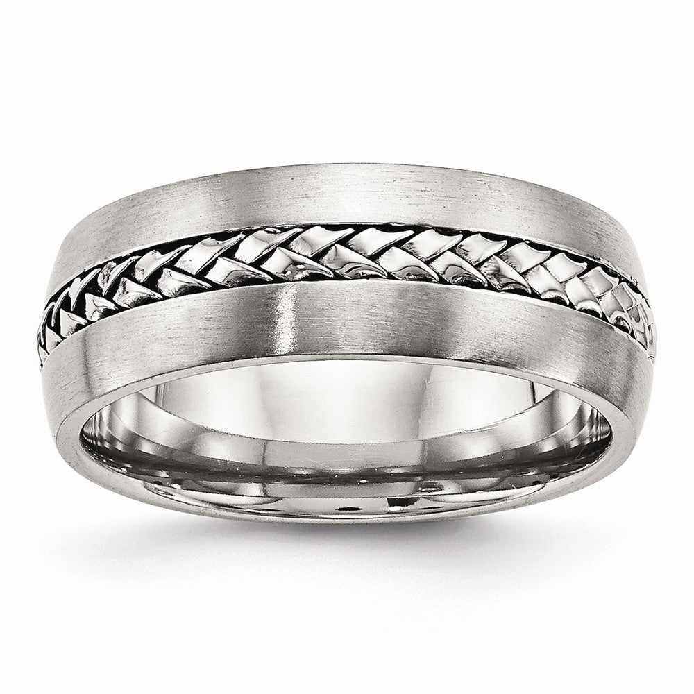 Braided Wedding Band in Stainless Steel, 8mm