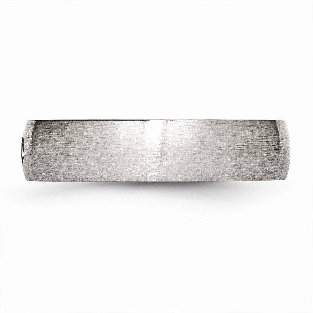 Brushed CZ Wedding Band in Stainless Steel, 5.5mm
