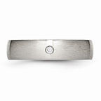 Brushed CZ Wedding Band in Stainless Steel, 5.5mm
