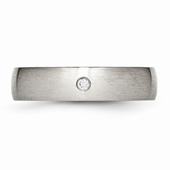 Sophia Jewelers Brushed Stainless Steel CZ Wedding Band Ring