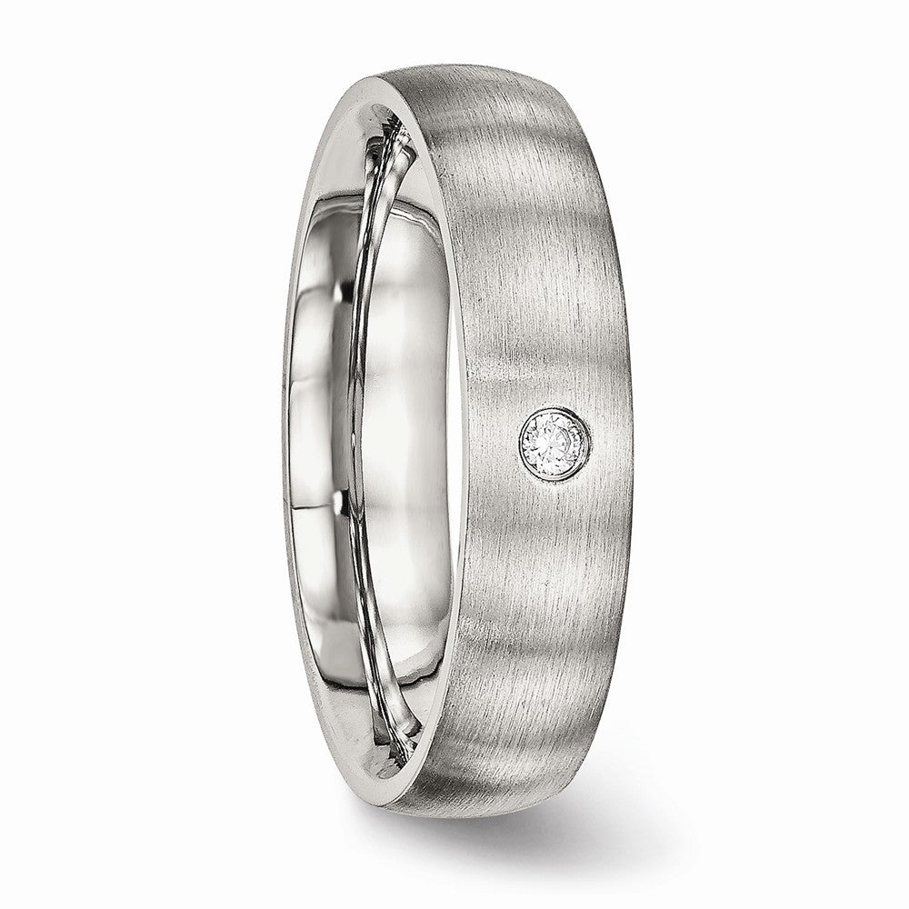 Brushed CZ Wedding Band in Stainless Steel, 5.5mm