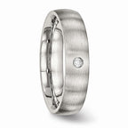 Brushed CZ Wedding Band in Stainless Steel, 5.5mm
