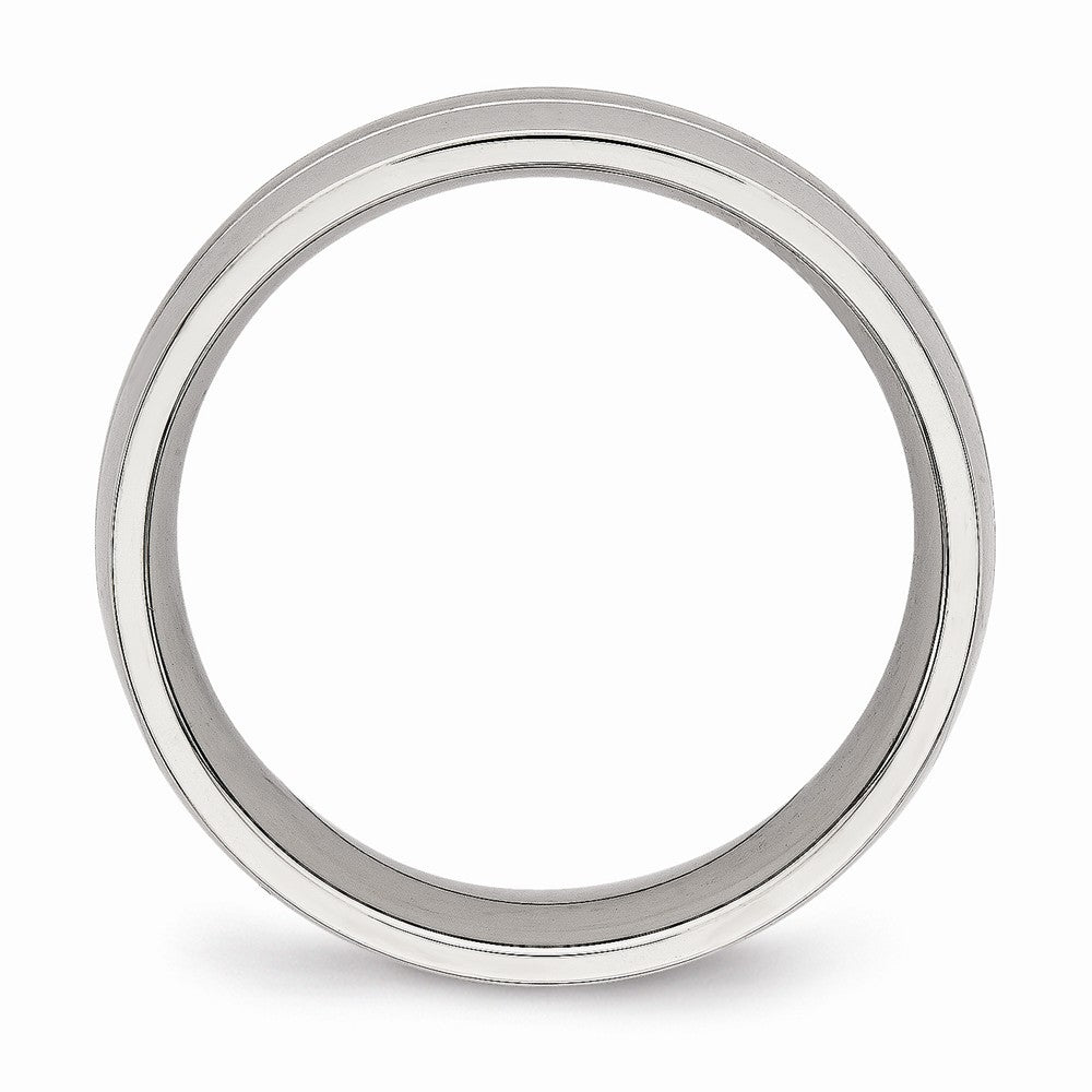 Grooved Wedding Band in Stainless Steel, 6.5mm