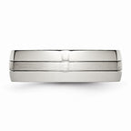Grooved Wedding Band in Stainless Steel, 6.5mm