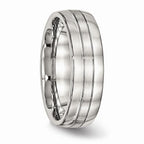 Grooved Wedding Band in Stainless Steel, 6.5mm