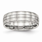 Grooved Wedding Band in Stainless Steel, 6.5mm
