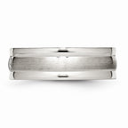 CZ Grooved Wedding Band in Stainless Steel, 7mm