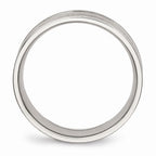 Ridged Flat Wedding Band in Stainless Steel, 6mm