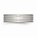 Ridged Flat Wedding Band in Stainless Steel, 6mm