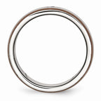 Diamond Wedding Band in Stainless Steel with Brown IP Edge, 8mm