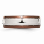 Diamond Wedding Band in Stainless Steel with Brown IP Edge, 8mm
