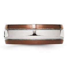Stainless Steel Brown IP-Plated Wedding Band with Diamond Elegant Finish - 8