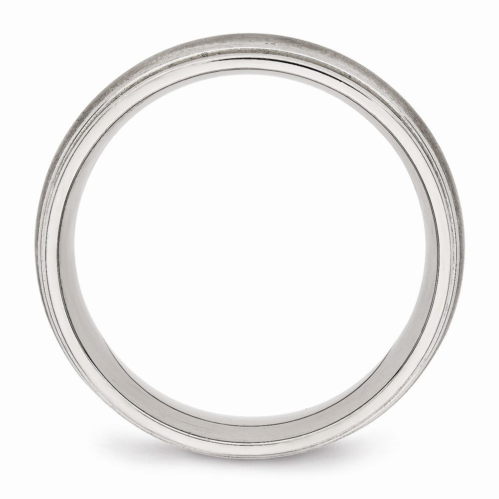 Ridged Edge Wedding Band in Stainless Steel, 7mm
