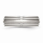 Ridged Edge Wedding Band in Stainless Steel, 7mm